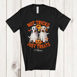 MacnyStore - Personalized Not Tricks Just Treats; Creepy Halloween Custom Name Two Boo Ghost Dachshund T-Shirt