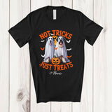 MacnyStore - Personalized Not Tricks Just Treats; Creepy Halloween Custom Name Two Boo Ghost Landseers T-Shirt