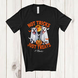 MacnyStore - Personalized Not Tricks Just Treats; Creepy Halloween Custom Name Two Boo Ghost Pit Bull Owner T-Shirt