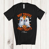 MacnyStore - Personalized Not Tricks Just Treats; Creepy Halloween Custom Name Two Boo Ghost Samoyed T-Shirt