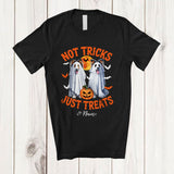 MacnyStore - Personalized Not Tricks Just Treats; Creepy Halloween Custom Name Two Boo Ghost Shelties Owner T-Shirt