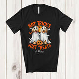 MacnyStore - Personalized Not Tricks Just Treats; Creepy Halloween Custom Name Two Boo Ghost Sproodle T-Shirt