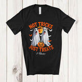 MacnyStore - Personalized Not Tricks Just Treats; Creepy Halloween Custom Name Two Boo Ghost Whippet Owner T-Shirt