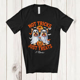 MacnyStore - Personalized Not Tricks Just Treats; Creepy Halloween Custom Name Two Boo Yorkshire Terrier T-Shirt
