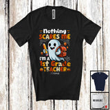 MacnyStore - Personalized Nothing Scares Me I'm A 1st Grade Teacher; Lovely Halloween Custom Name Boo Ghost T-Shirt