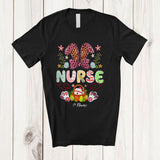 MacnyStore - Personalized Nurse; Proud Easter Flowers Leopard Bunny; Custom Name Nurse Family T-Shirt