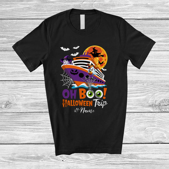 MacnyStore - Personalized Oh Boo Halloween Trip; Amusing Custom Name Boo Cruise Ship Moon; Vacation T-Shirt