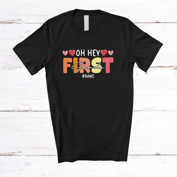 MacnyStore - Personalized Oh Hey First Grade; Joyful Back To School Custom Name Girl Students Teacher T-Shirt