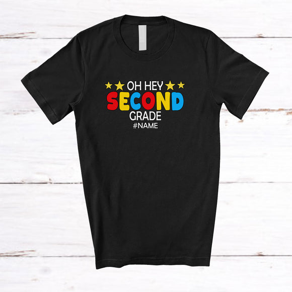 MacnyStore - Personalized Oh Hey Second Grade; Joyful Back To School Custom Name Boy Students Teacher T-Shirt