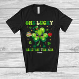 MacnyStore - Personalized One Lucky Assistant Teacher; Awesome St. Patrick's Day Custom Name Irish Shamrocks T-Shirt
