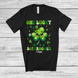 MacnyStore - Personalized One Lucky Dog Groomer; Awesome St. Patrick's Day Custom Name Irish Shamrocks T-Shirt