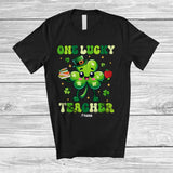 MacnyStore - Personalized One Lucky Teacher; Awesome St. Patrick's Day Custom Name Irish Shamrocks T-Shirt