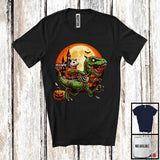 MacnyStore - Personalized Opossum Riding T-Rex Zombie; Horror Halloween Custom Name Dinosaur Lover T-Shirt