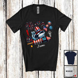 MacnyStore - Personalized Orca Riding Firecracker, Lovely 4th Of July USA Flag Custom Name, Fish Sea Animal T-Shirt