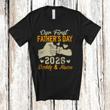 MacnyStore - Personalized Our First Father's Day Daddy And Custom Name 2026; Lovely Vintage Family Group T-Shirt