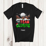 MacnyStore - Personalized Our Team Sleighs; Joyful Christmas Custom Name Santa Sled Reindeer; Worker T-Shirt