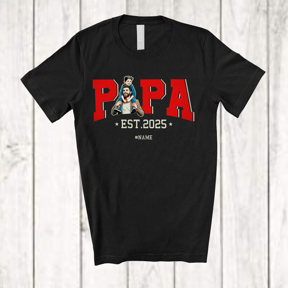 MacnyStore - Personalized Papa Est 2025; Fantastic Father's Day Custom Name Dad Son; Family Group T-Shirt