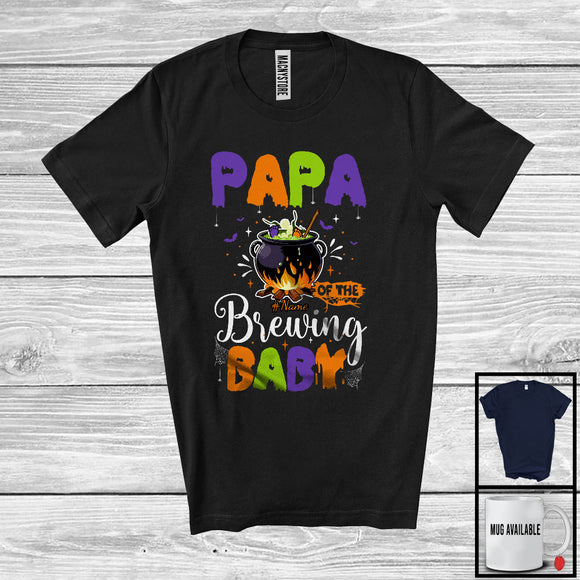 MacnyStore - Personalized Papa Of The Brewing Baby, Humorous Halloween Pregnancy Custom Name, Witch Family T-Shirt