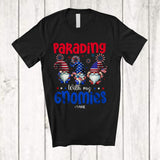 MacnyStore - Personalized Parading With My Gnomies; Joyful 4th Of July Three Gnomes; Custom Name Parades T-Shirt