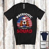 MacnyStore - Personalized Patriotic Squad, Adorable 4th Of July Custom Name Basset Hound, USA Flag Vintage T-Shirt