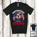 MacnyStore - Personalized Patriotic Squad, Adorable 4th Of July Custom Name Bulldog, USA Flag Vintage T-Shirt