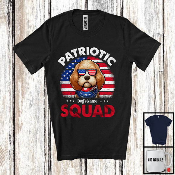 MacnyStore - Personalized Patriotic Squad, Adorable 4th Of July Custom Name Cockapoo, USA Flag Vintage T-Shirt