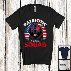 MacnyStore - Personalized Patriotic Squad, Adorable 4th Of July Custom Name Newfoundland, USA Flag Vintage T-Shirt