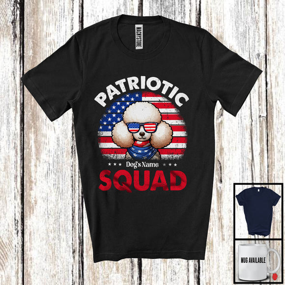 MacnyStore - Personalized Patriotic Squad, Adorable 4th Of July Custom Name Poodle, USA Flag Vintage T-Shirt