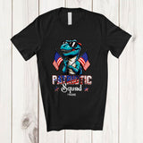 MacnyStore - Personalized Patriotic Squad; Humorous 4th Of July T-Rex Rock US American Flag; Family Group T-Shirt