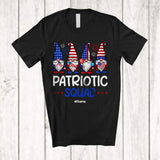 MacnyStore - Personalized Patriotic Squad; Lovely 4th Of July Four Gnomes; Custom Name Patriotic T-Shirt
