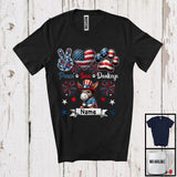 MacnyStore - Personalized Peace Love Donkeys, Awesome 4th Of July Custom Name Kitten, Patriotic T-Shirt