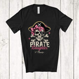 MacnyStore - Personalized Pirate Daughter; Scary Halloween Coquette Bow Tie Skull; Custom Name Women Family T-Shirt