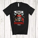 MacnyStore - Personalized Pirate Grandpa; Humorous Father's Day Custom Name Pirate Skull Family Group T-Shirt