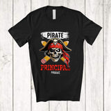 MacnyStore - Personalized Pirate Principal; Humorous Father's Day Custom Name Pirate Skull Family Group T-Shirt