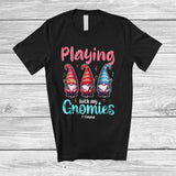 MacnyStore - Personalized Playing With My Gnomies; Joyful Valentine 3 Gnomes; Custom Name Clarinet Player T-Shirt