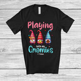 MacnyStore - Personalized Playing With My Gnomies; Joyful Valentine 3 Gnomes; Custom Name Softball Player T-Shirt