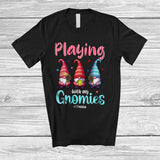 MacnyStore - Personalized Playing With My Gnomies; Joyful Valentine 3 Gnomes; Custom Name Tennis Player T-Shirt