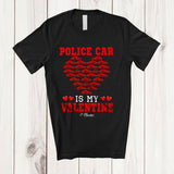 MacnyStore - Personalized Police Car Is My Valentine; Adorable Hearts Police Car; Custom Name Driver Team T-Shirt