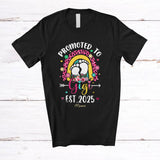 MacnyStore - Personalized Promoted To Gigi Est 2025; Lovely Pregnancy Leopard Rainbow; Custom Name Family T-Shirt