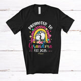 MacnyStore - Personalized Promoted To Grandma Est 2025; Lovely Pregnancy Leopard Rainbow; Custom Name Family T-Shirt