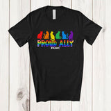 MacnyStore - Personalized Proud Ally; Joyful LGBTQ Pride Cats Rainbow; Custom Name LGBT Equality T-Shirt