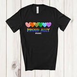 MacnyStore - Personalized Proud Ally; Joyful LGBTQ Pride Hearts Rainbow; Custom Name LGBT Equality T-Shirt
