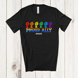 MacnyStore - Personalized Proud Ally; Joyful LGBTQ Pride Strong hand Rainbow; Custom Name LGBT Equality T-Shirt