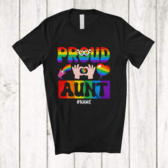 MacnyStore - Personalized Proud Aunt; Amusing LGBTQ Pride Mother's Day Custom Name Gay Rainbow T-Shirt
