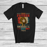 MacnyStore - Personalized Proud Father Of A Baseball Boy; Joyful Father's Day Vintage Retro; Custom Name Player T-Shirt