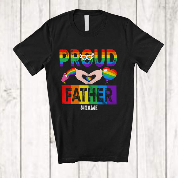 MacnyStore - Personalized Proud Father; Amusing LGBTQ Pride Father's Day Custom Name Gay Rainbow T-Shirt