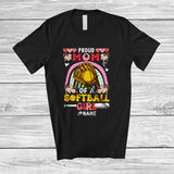 MacnyStore - Personalized Proud Mom Of A Softball Player Girl; Joyful Mother's Day Vintage Retro; Custom Name T-Shirt