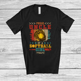 MacnyStore - Personalized Proud Uncle Of A Softball Player Girl; Joyful Father's Day Vintage Retro; Custom Name T-Shirt