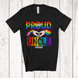 MacnyStore - Personalized Proud Uncle; Amusing LGBTQ Pride Father's Day Custom Name Gay Rainbow T-Shirt