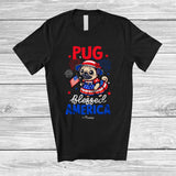 MacnyStore - Personalized Pug Blessed America; Lovely 4th Of July Custom Name Pug Women; Patriotic T-Shirt